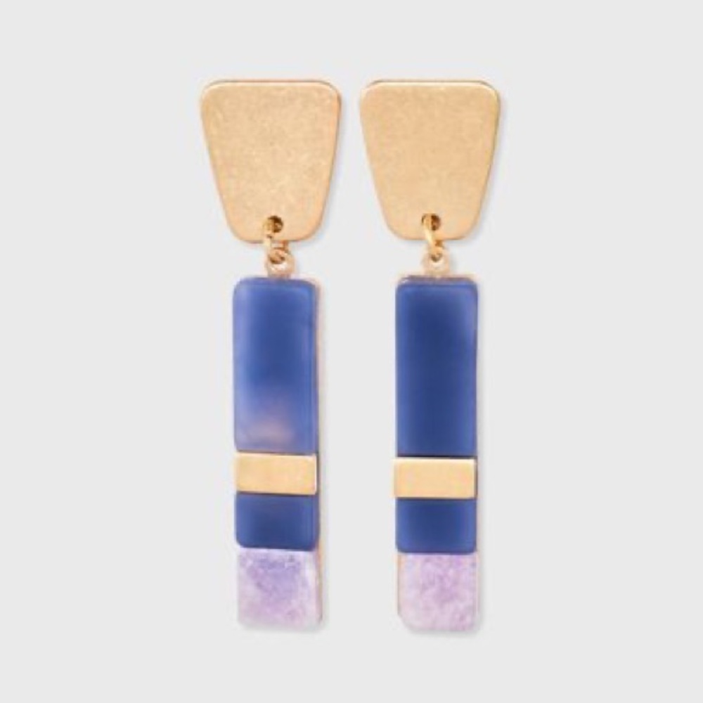 ✔️SOLD✔️ Semi-Precious Linear Drop Earrings - Picture 1 of 4